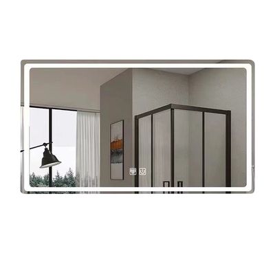 Espejo de baño LED montado en pared cuadrada con luces 3000-6000K anti niebla de atenuación
