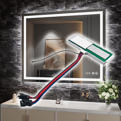 Desempañador de espejos LED con sensor táctil con pantalla de temperatura de tiempo con interruptor de atenuación sin pasos 5A 60W