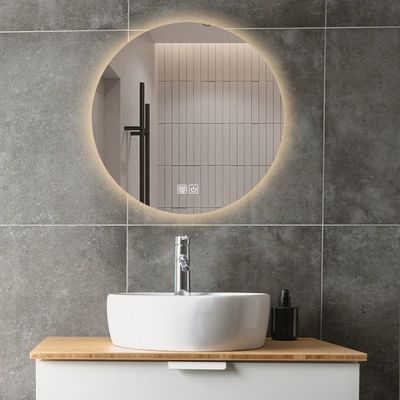 Espejo de baño LED con sensor grande con pantalla táctil y diseño libre de niebla