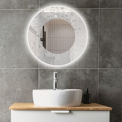 Espejo de baño LED con sensor grande con pantalla táctil y diseño libre de niebla