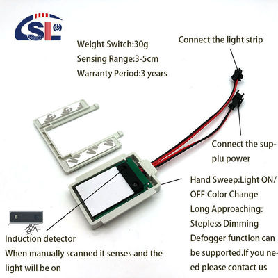 DC12V 5A 60W Luz LED inteligente para 1-6mm Espejo de mercurio Interruptor de atenuación de escaneo manual