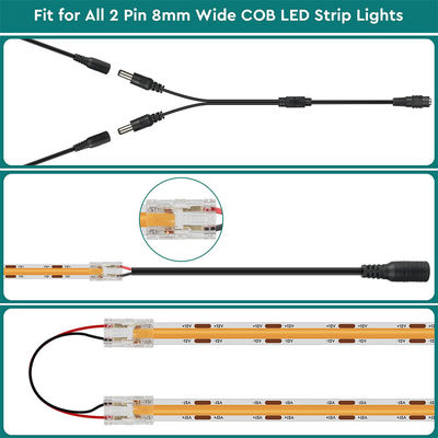 DIY Iluminación para el hogar Plástico 8mm 2 Pin SMD Cob Led Strip Connector para diseño moderno
