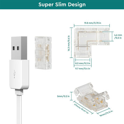 DIY Iluminación para el hogar Plástico 8mm 2 Pin SMD Cob Led Strip Connector para diseño moderno