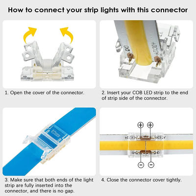 Medición ilimitada de la densidad de LED COB Conectores LED de banda a cable para conexión de 5 8 10 mm