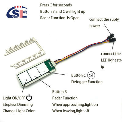 12V/24V 5A 60W/120W Rader PIR Sensor de movimiento conmutador de luz fuente de luz LED 1NO/1NC Switch Combinación de baño