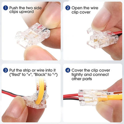 Hotel COB Mini LED Light Strip Conectores de alambre 2 Conexión de 3 pines sin soldadura CCT 5 8 10mm LED Conector de alambre de tira a tira