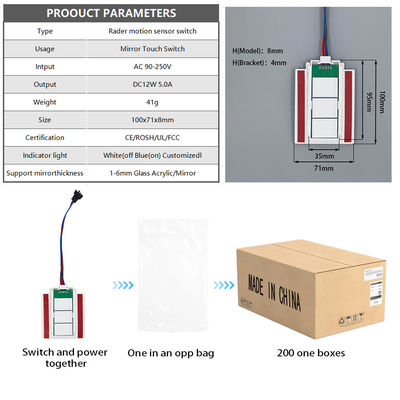12V/24V 5A 60W/120W Rader PIR Sensor de movimiento conmutador de luz fuente de luz LED 1NO/1NC Switch Combinación de baño