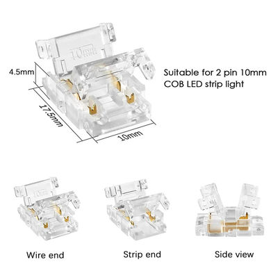 Conectores de banda de LED COB IP20 a prueba de agua para banda de 8 mm a banda de 10 mm en plástico en forma de L