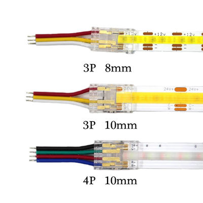Conectores de banda de LED COB IP20 a prueba de agua para banda de 8 mm a banda de 10 mm en plástico en forma de L