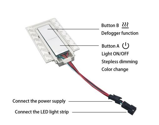 Sensor de interruptor táctil para el espejo de baño iluminado 12v 5A 60W Tres colores LED inteligente