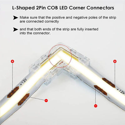 Conector de banda LED de 5 mm, 8 mm y 10 mm, de forma L, de doble extremo, de extremo único, transparente, reutilizable IP20
