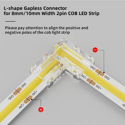 Conector de banda LED de 5 mm, 8 mm y 10 mm, de forma L, de doble extremo, de extremo único, transparente, reutilizable IP20