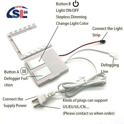 Sensor de atenuación de doble toque Smart LED de 24 W con fuente de alimentación incorporada para control y desnevadura de un solo / tres colores