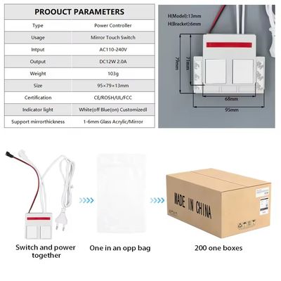 Sensor de atenuación de doble toque Smart LED de 24 W con fuente de alimentación incorporada para control y desnevadura de un solo / tres colores
