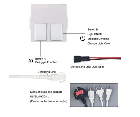 Sensor de atenuación de doble toque Smart LED de 24 W con fuente de alimentación incorporada para control y desnevadura de un solo / tres colores