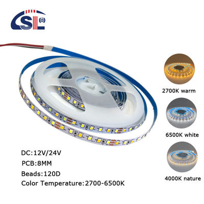 115lm/w 3000K-6500K Ra80 DC12V 120D 8mm LED Light Strips para el baño espejos de vanidad