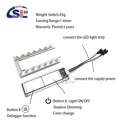 Interruptor de sensor táctil de despejador de espejos de baño con voltaje de 90V 250VAC y oscurecedor inteligente