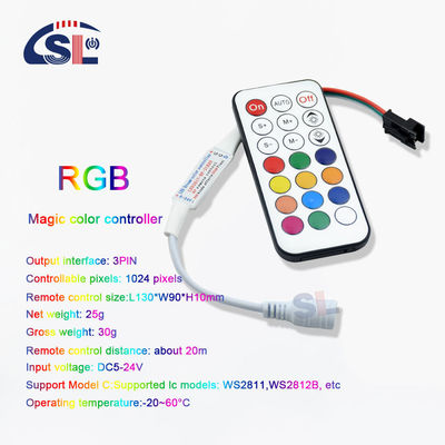 Control remoto mini RF de 20-60 grados para luz de píxeles WS2811/WS2812B/WS2813/USC1903