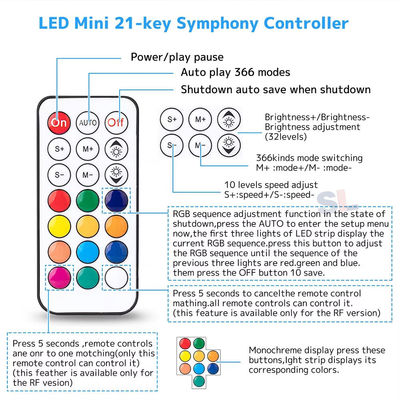 Control remoto mini RF de 20-60 grados para luz de píxeles WS2811/WS2812B/WS2813/USC1903