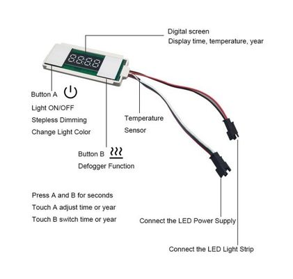 Función de encendido/apagado/dimmer LED 12V 5A 60W Conmutador de sensor táctil para espejo de baño