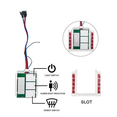 Desembarazador de espejo de baño Tres botones sensor táctil con interruptor de tiempo y temperatura 12V 5A