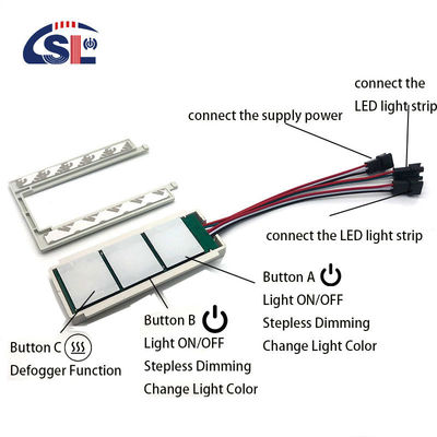 Dc12 5A integrado Tres botones sensor táctil interruptor de control Dos luz de banda LED para el despejador de espejos de baño