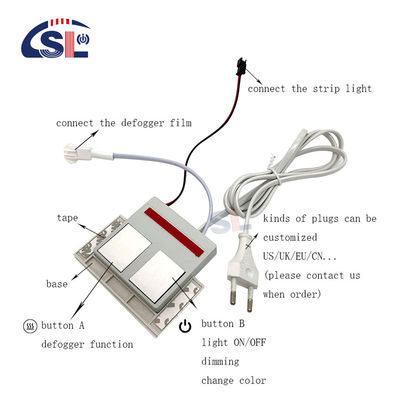 12W pequeño doble teclas sensor táctil oscurecedor interruptor para el despejador de espejo de baño Max. 1A