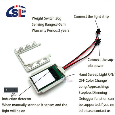Interruptor de sensores con clasificación IP24 para espejos inteligentes Escanear manualmente 3-5cm Rango de detección DC12V