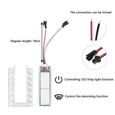 Función de atenuador de encendido/apagado de LED inteligente para el espejo de baño 12v 12W-60W Divide dos botones