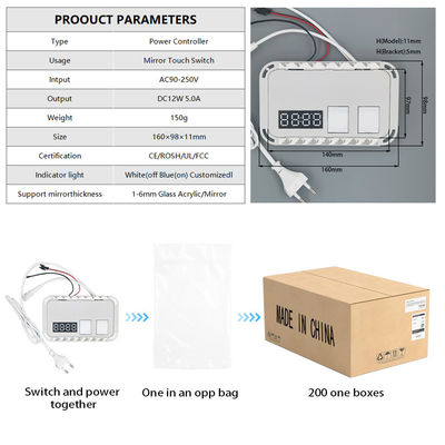 1-6mm Rango de detección Switch de sensor táctil para espejos inteligentes DC12V Salida SL Muti-función