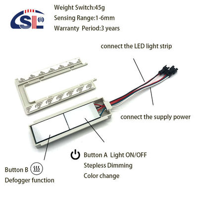 SL 12v Split Dos botones Tres colores LED Smart Defogger Sensor de interruptor táctil 11.8cm*6.6cm*1.3cm