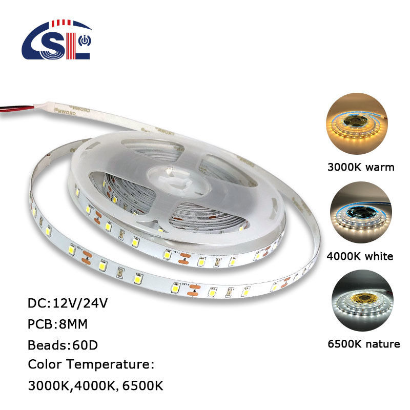 3- DC12V24V 60leds 8mm10mm 3000k 4000k 6500k Electroplate SMD2835 Luz de banda LED para decoración de interiores