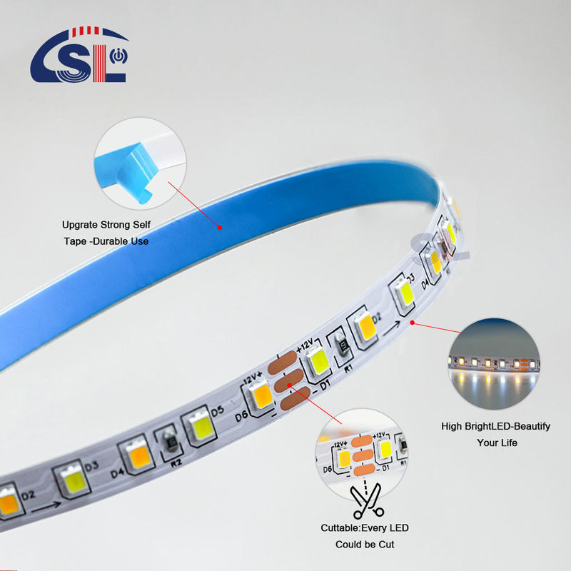 120LEDs/m 3000k 4000k 6500k CCT Panel 8mm SMD2835 Luz de banda LED para decoración exterior e interior