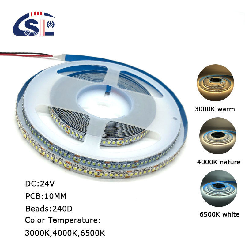 12v24v 240leds 10mm 3000K 4000K 6500K Tabla de corte a presión de doble color SMD2835 Luz de banda LED