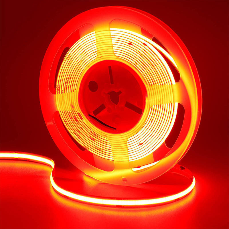 COB LED Strip Light IP20 8mm 12V24V 480leds Rojo para decoración interior y exterior
