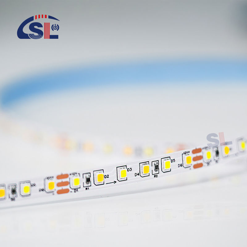 CCT 12V24V 8mm 120leds 3000K-6500K Flexible Electroplate de doble color SMD2835 Luz de banda LED