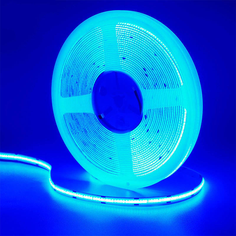 CE LVD EMC ROHS FCC REACH ERP2.0 Certificado Ice Blue COB Luz de banda LED con ancho de 8 mm