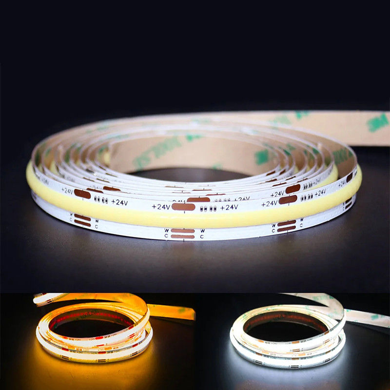DC12V24V 8mm10mm 576leds 3000K 6500K CCT COB Luz de banda LED para el gabinete de retroiluminación de televisión