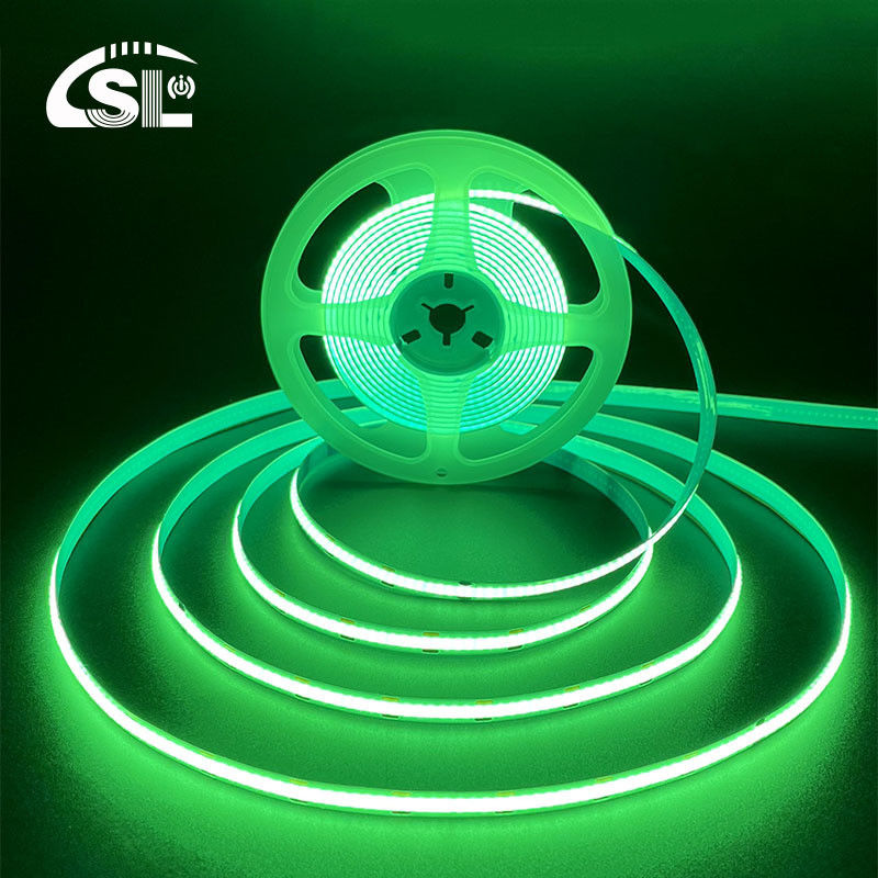 Luz de banda verde flexible e impermeable de alta densidad COB LED CE RoHs IP20 Ra90 8 mm de ancho 12V24V 320Leds