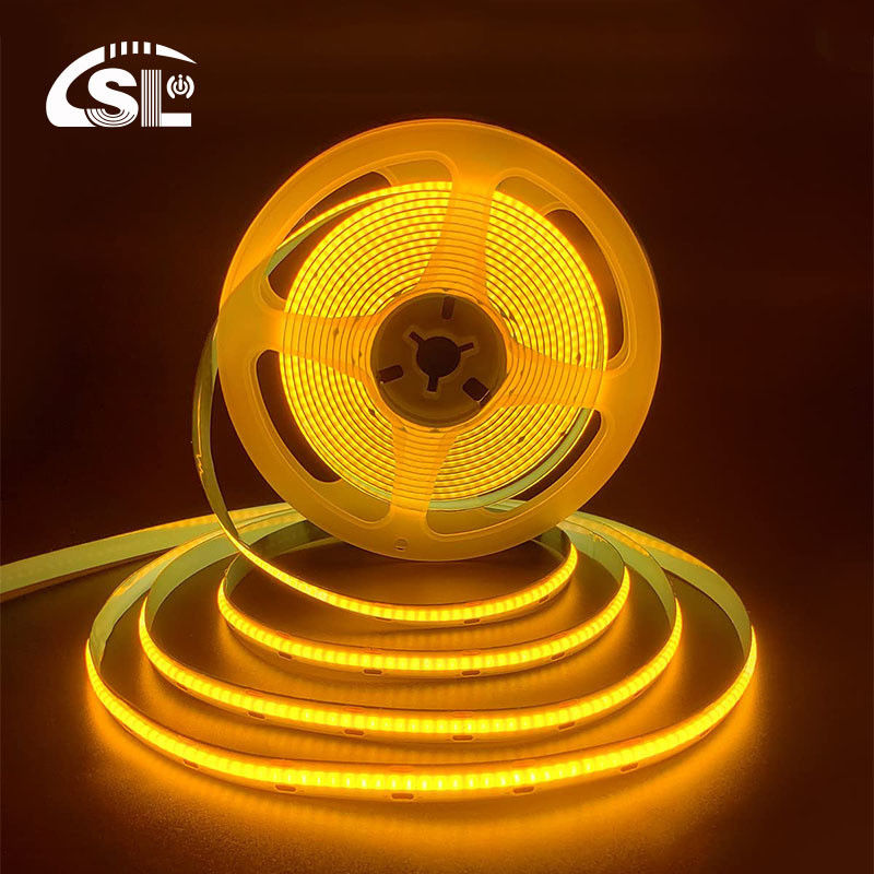 Hotel House COB LED Strip Light CE RoHs IP20 Ra90 8mm ancho 12V 24V amarillo dorado