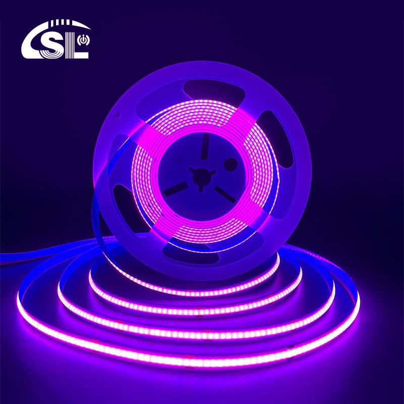 3000K Ra90 Alta densidad Flexible COB luz LED de banda 12V24V 320leds 8mm ancho púrpura