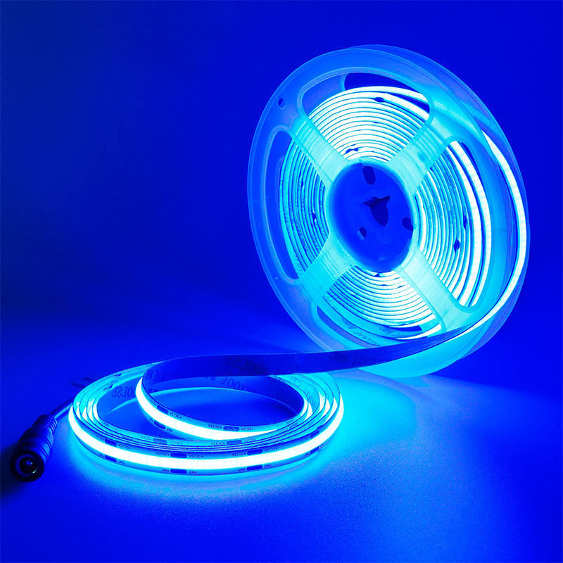 Iluminación Alta luminosidad DC12V24V 480leds 8mm Ice-Blue COB Led Strip Light con 3-