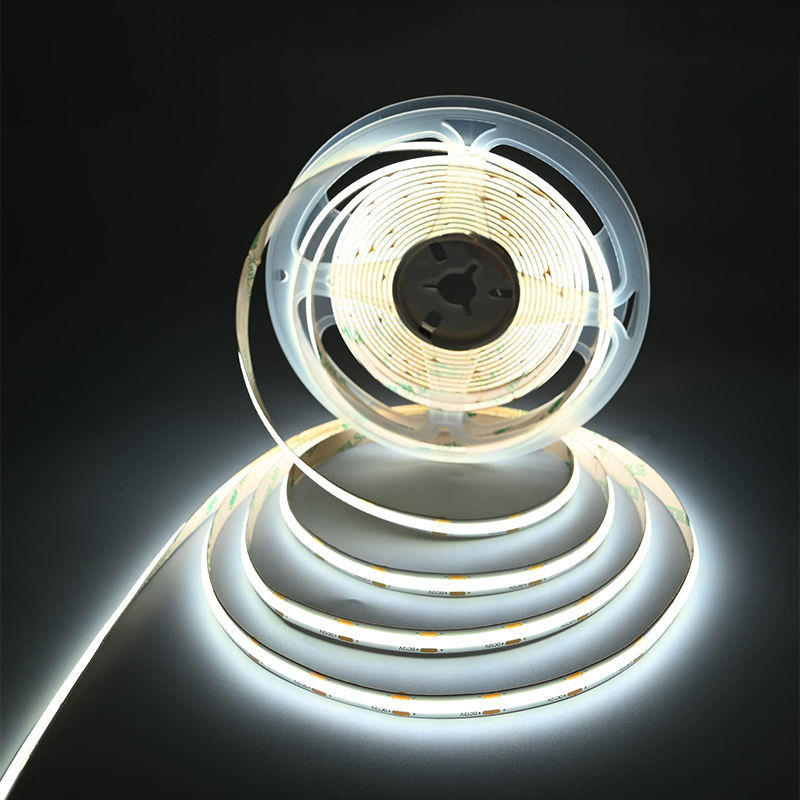 DC 12V24V 8mm10mm Ancho 320Leds 6500K Blanco Alto Brillo Flexible COB Led Strip Light para la cocina y el salón
