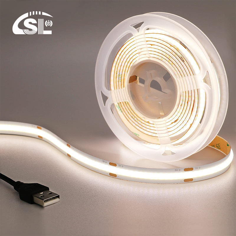 Hotel 5V 8mm 320leds 4000K Natural 1cm de un solo corte IP65 impermeable Electroplate flexible COB luz de banda LED