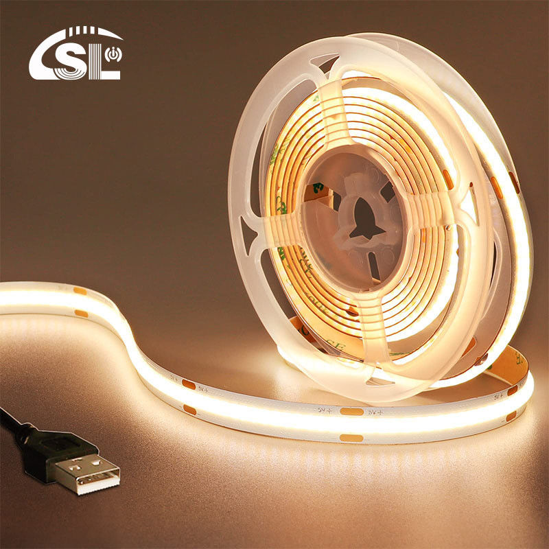 DC 24V impermeable 5V 8mm 320leds 1cm Un corte 4000K natural flexible COB luz de banda LED