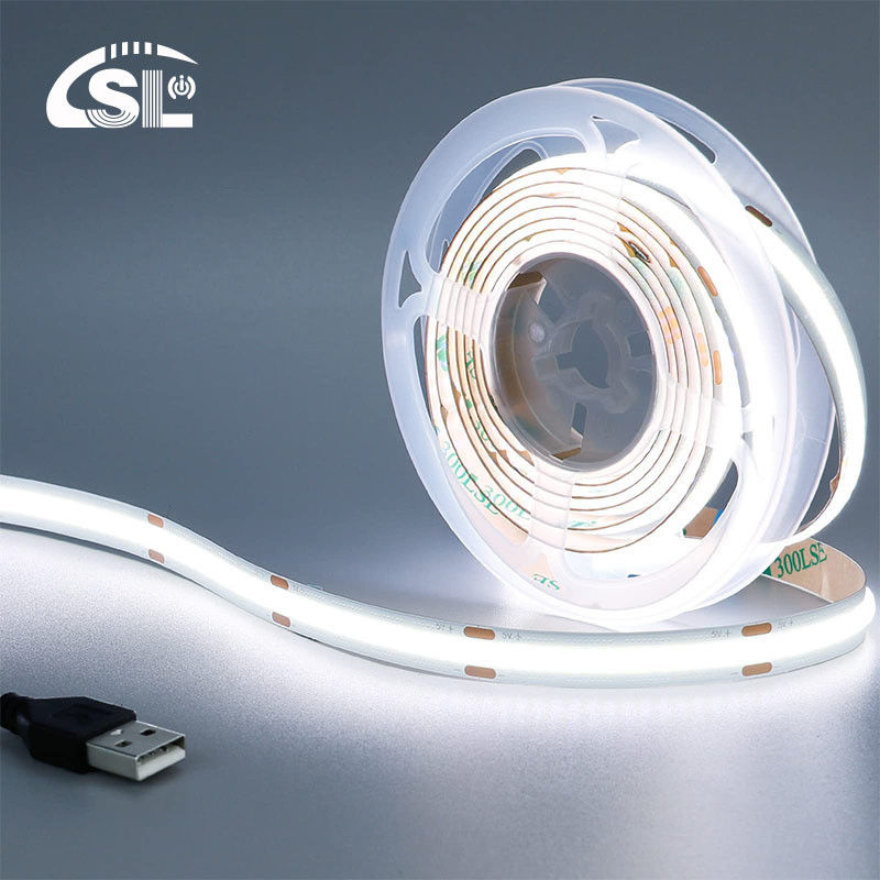 5v 320leds 8mm 6500K White COB Led Strip Light para la iluminación del hogar por control del interruptor