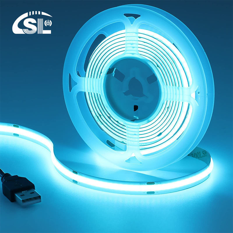 12v24v 8mm 320leds Ice-Blue flexible COB Led Strip Light para el diseño de iluminación y circuitos
