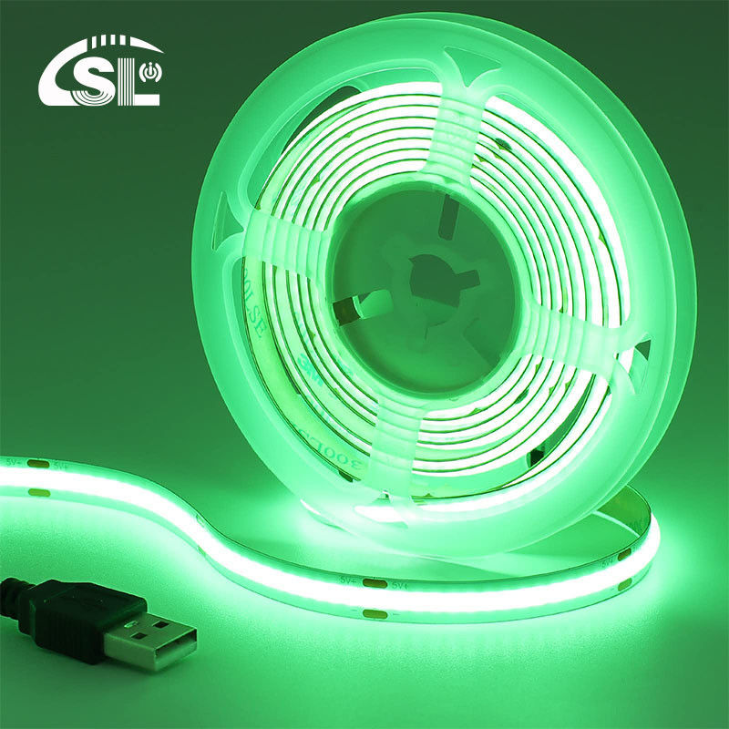 Green COB LED Strip Light 8mm 320leds 12v24v para el exterior y el interior de larga duración