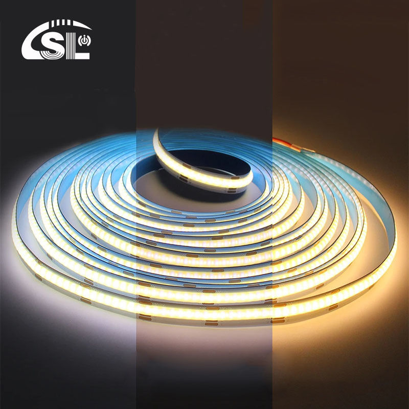 12v24v 8mm 608leds 3000K 4000K 6500K CCT Electroplate de doble color COB luz de banda LED