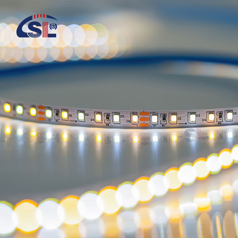Decoración de interiores Alta luminosidad 12v24v 10mm 120leds 3000K-6500K CCT Flexible de doble color COB Led Strip Light